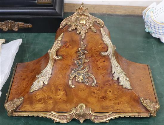 A Louis XVI style walnut gilt mounted clock bracket width 34cm